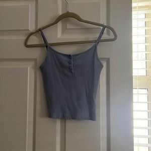 Blue heart button cropped tank